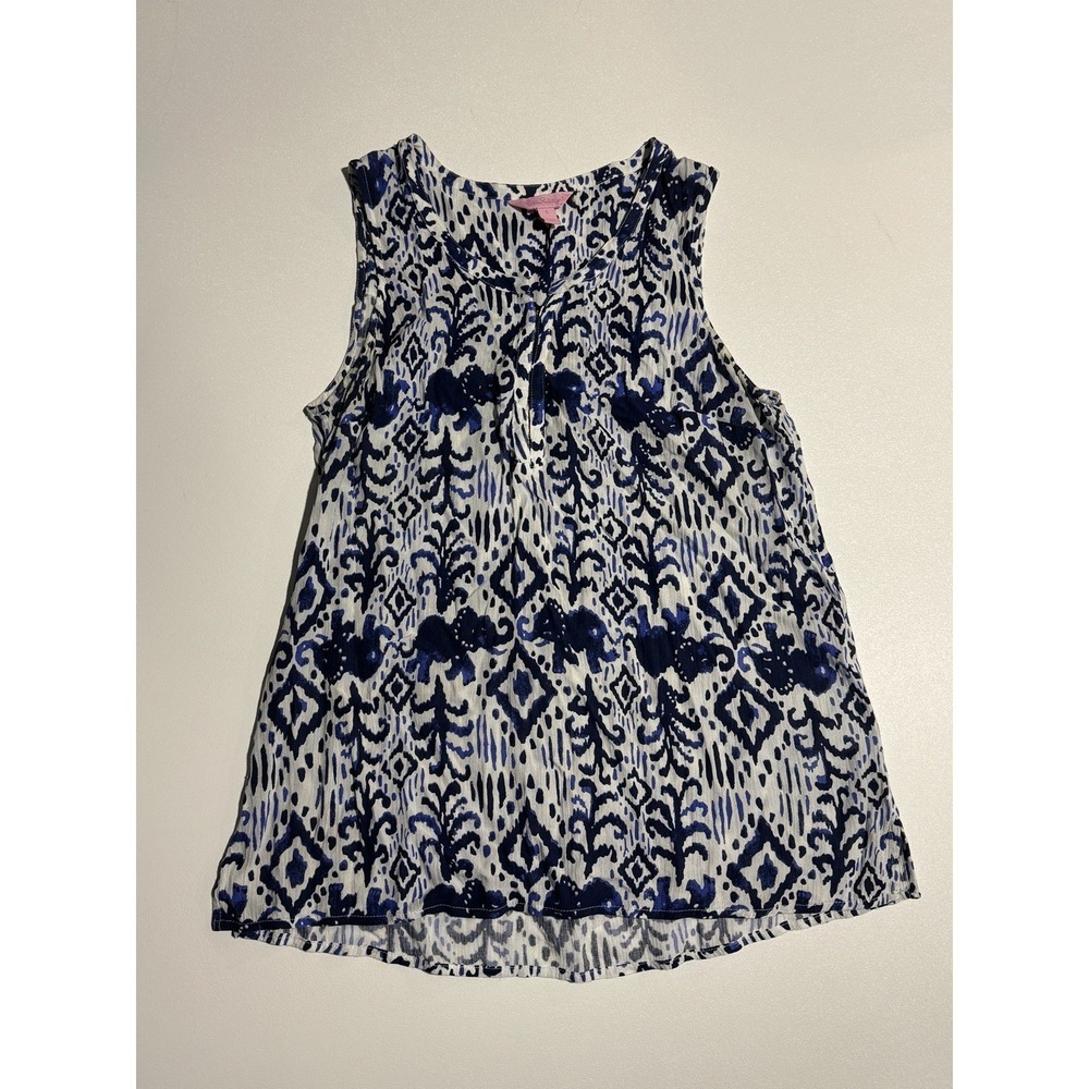 Lilly Pulitzer Sleeveless Blue Floral Blouse, Small